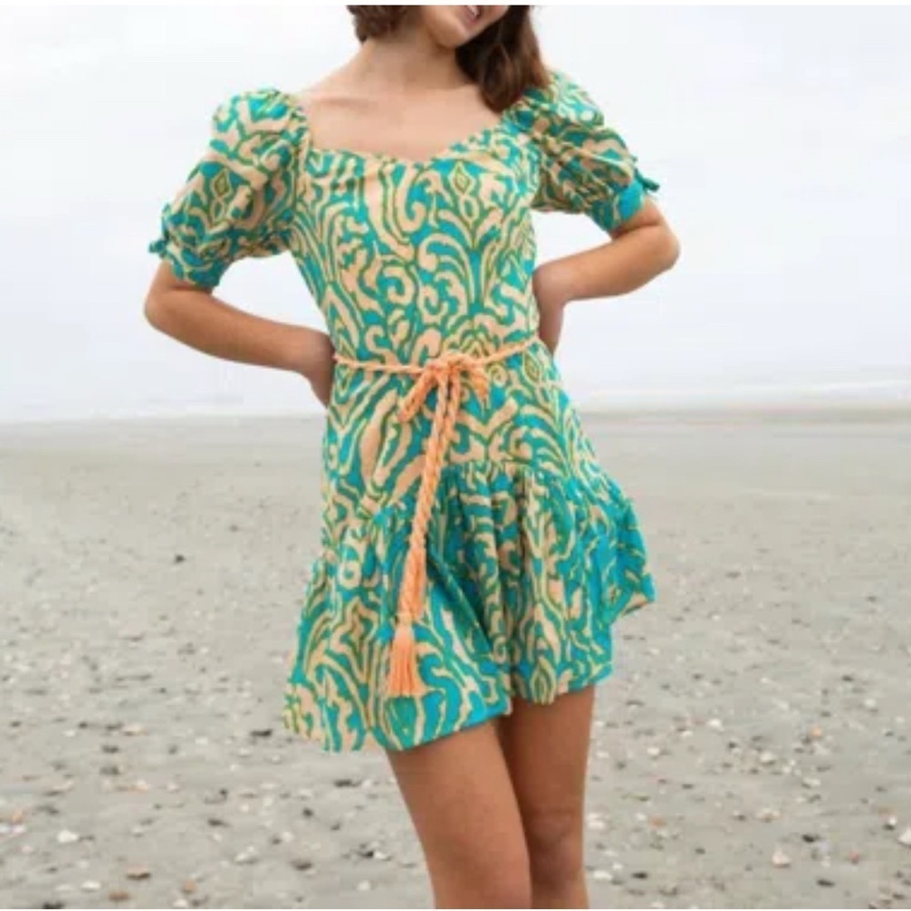 Anna Cate Green and blue Patterned Dress